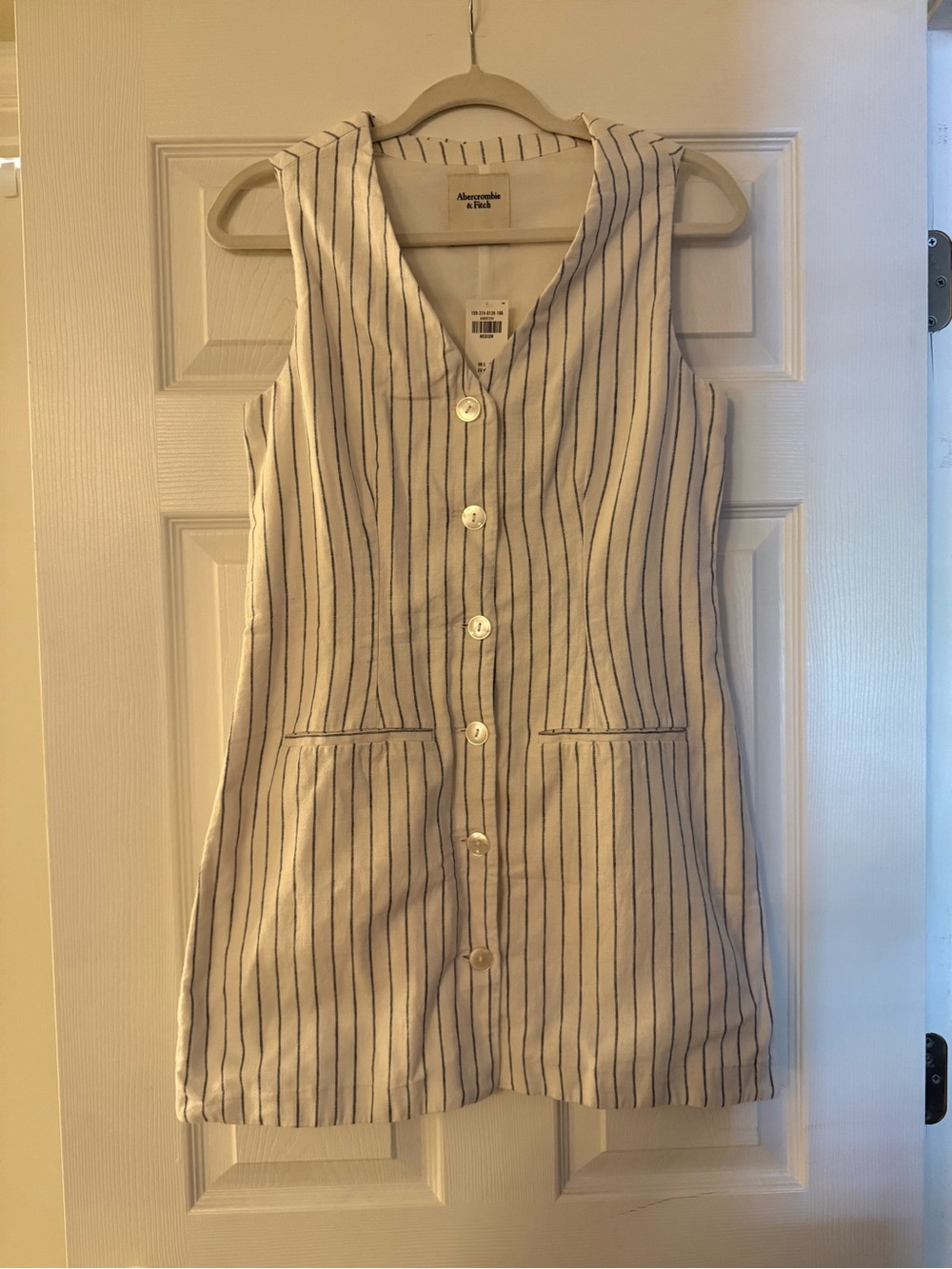 Abercrombie & Fitch White Striped Button-Front Dress